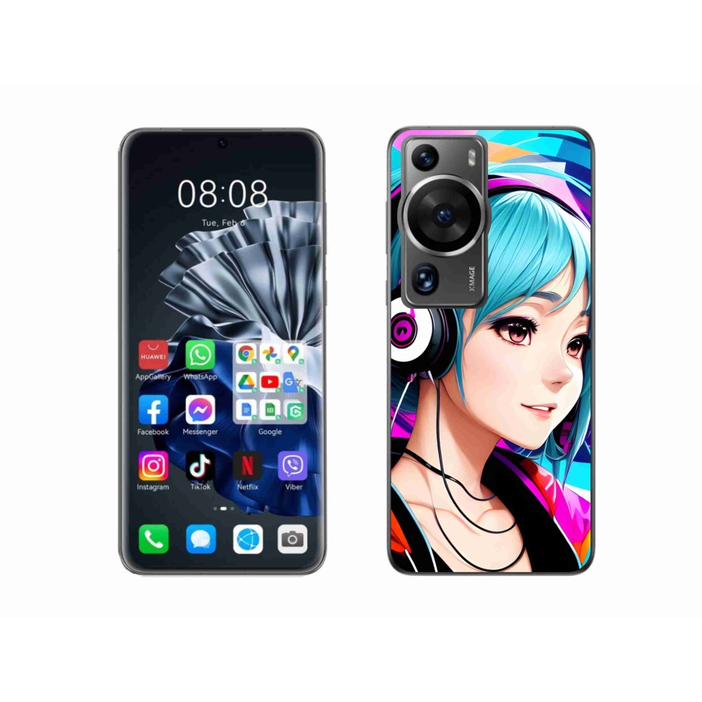 Gelový kryt mmCase na Huawei P60 Pro - dívka se sluchátky