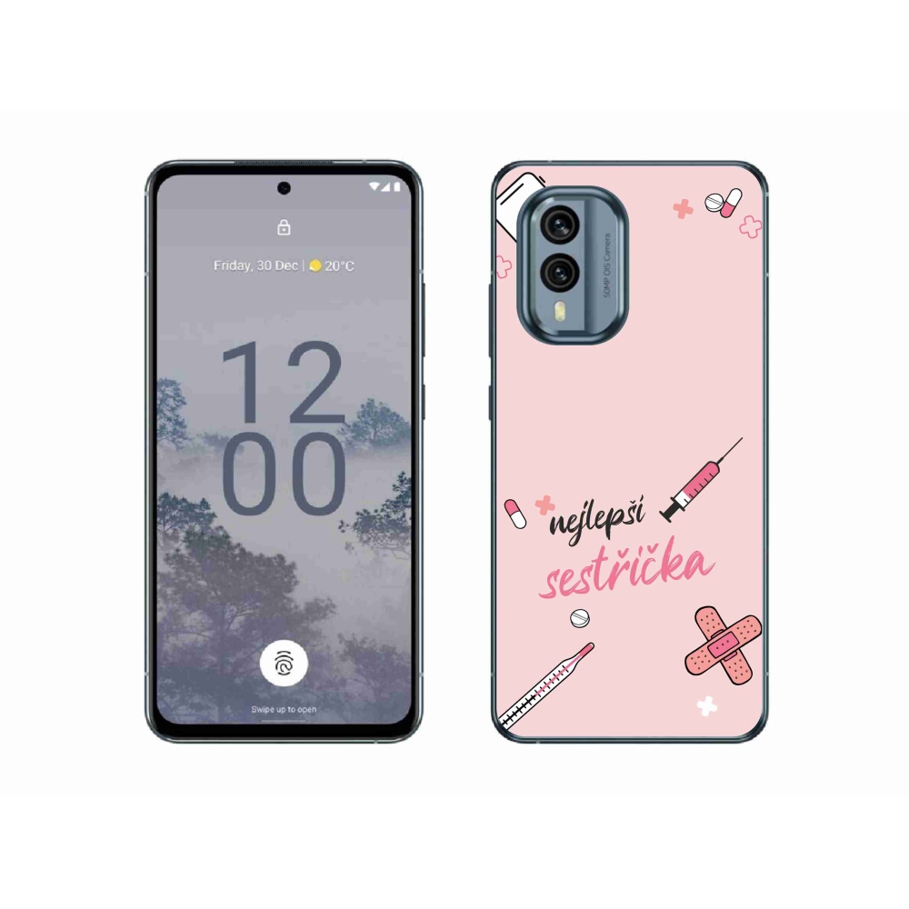 Gelový kryt mmCase na Nokia X30 5G - nejlepší sestřička růžové pozadí