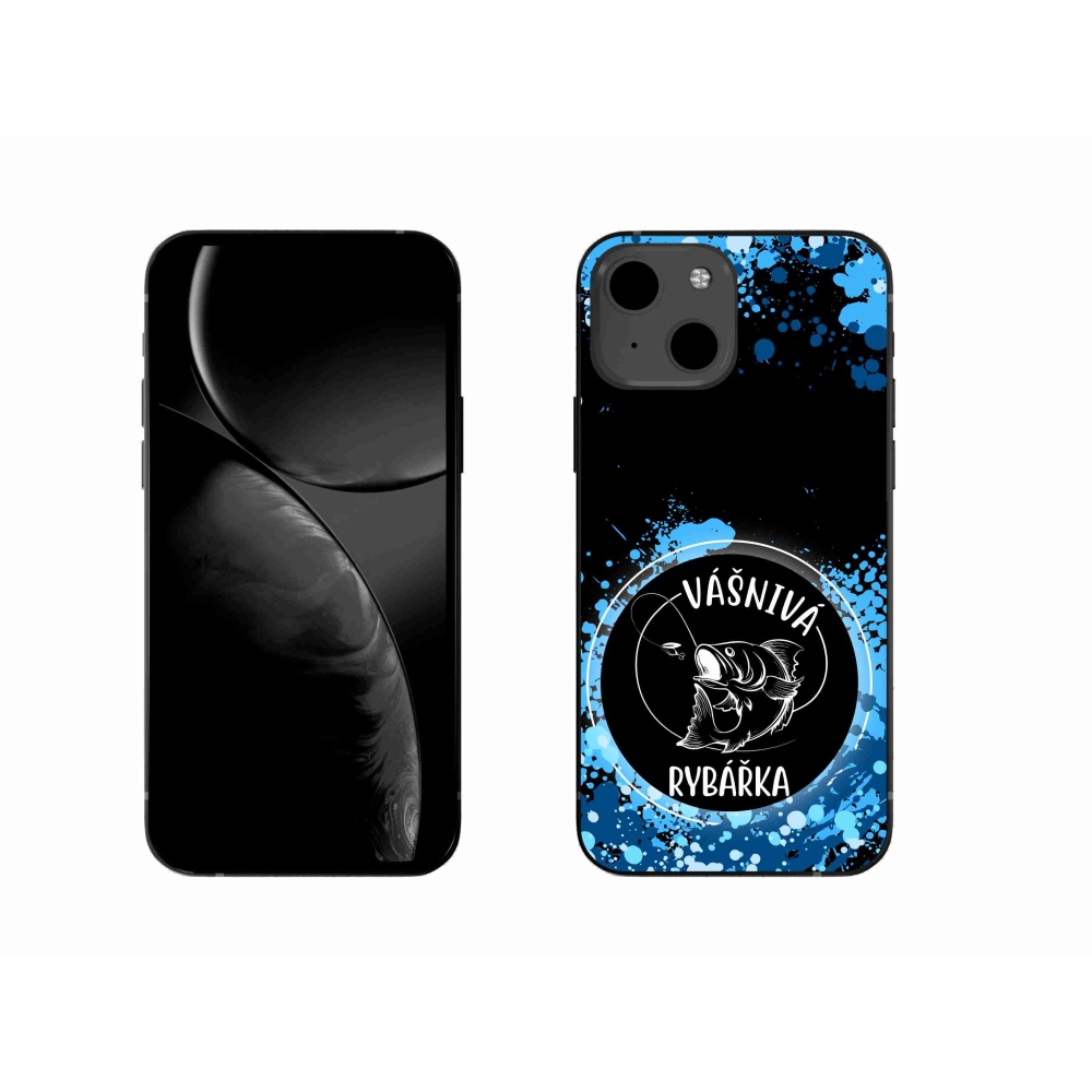 Gelový kryt mmCase na iPhone 13 6.1 - vášnivá rybářka černé pozadí