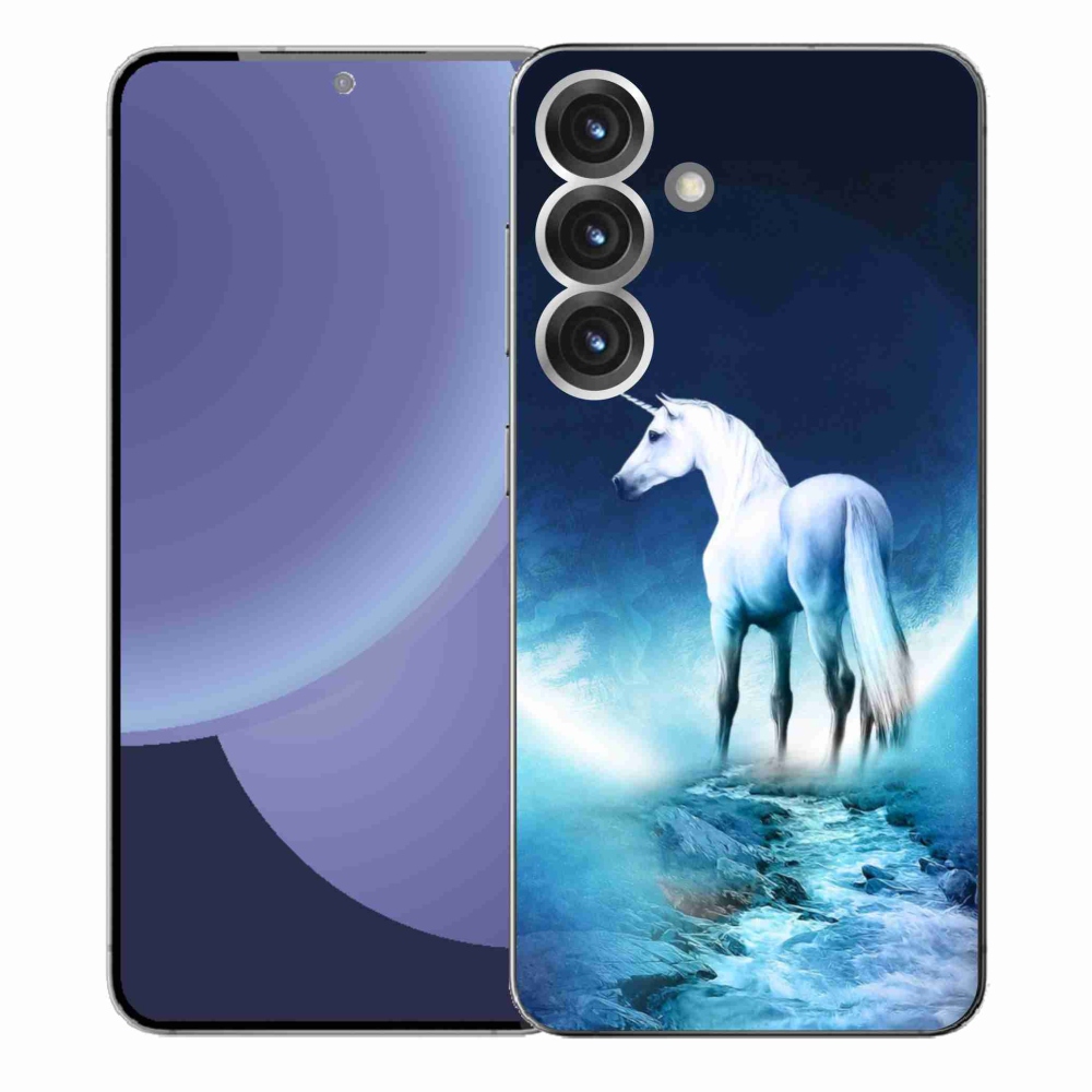 Gelový kryt mmCase na Samsung Galaxy S25+ - bílý jednorožec