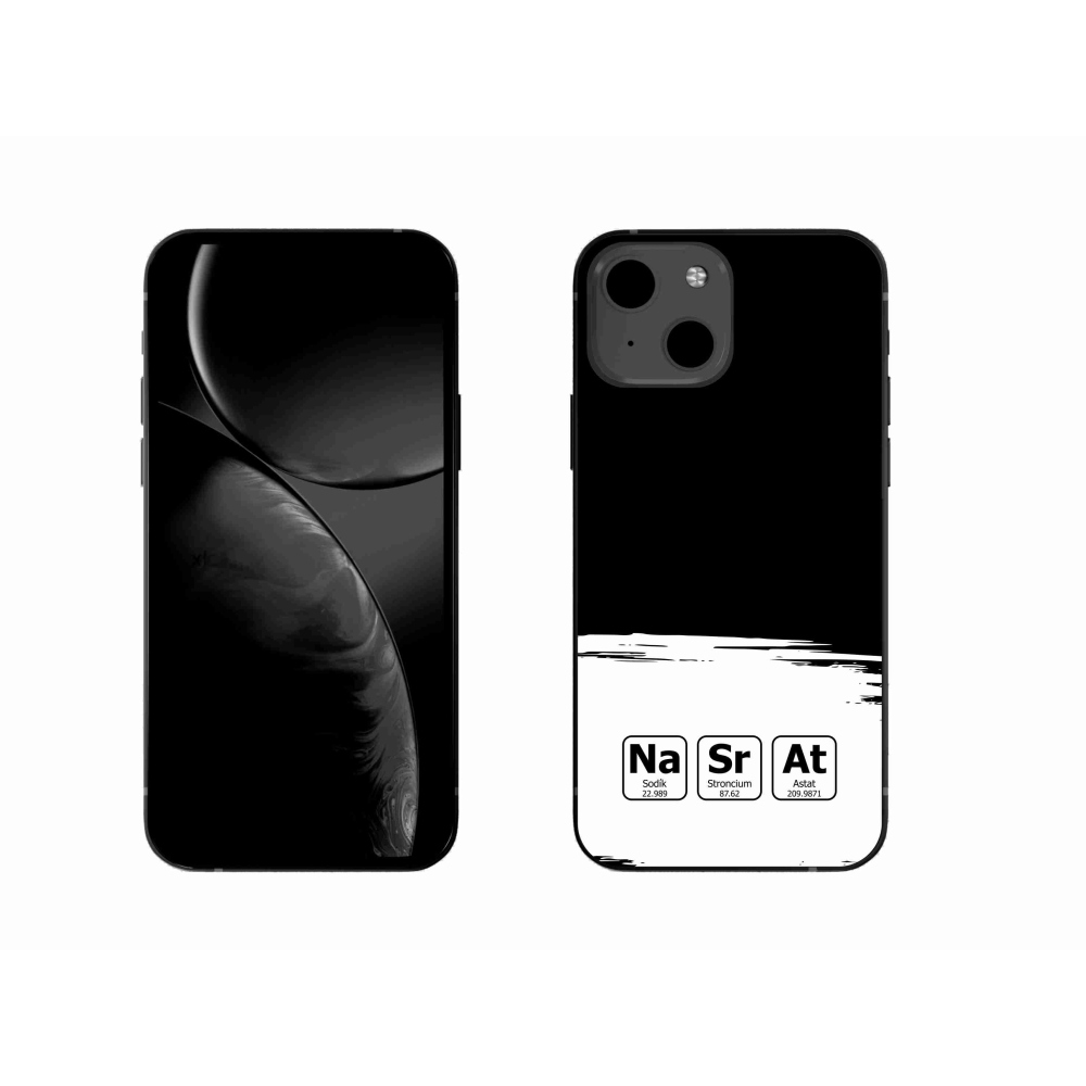 Gelový kryt mmCase na iPhone 13 6.1 - chemické prvky bíločerné pozadí