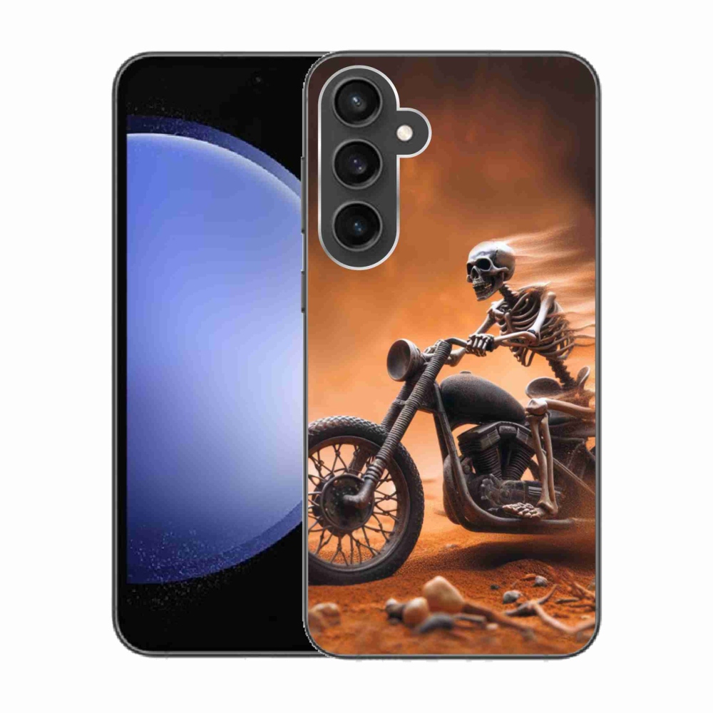 Gelový kryt mmCase na Samsung Galaxy S23 FE - kostra na motorce