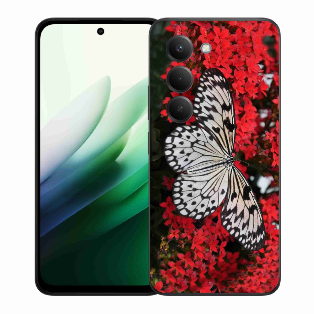 Gelový kryt mmCase na Xiaomi Redmi 15 5G - černobílý motýl 1
