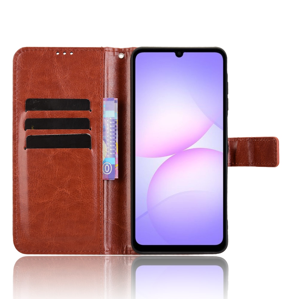 Crazy knížkové pouzdro na Samsung Galaxy A07 4G - hnědé