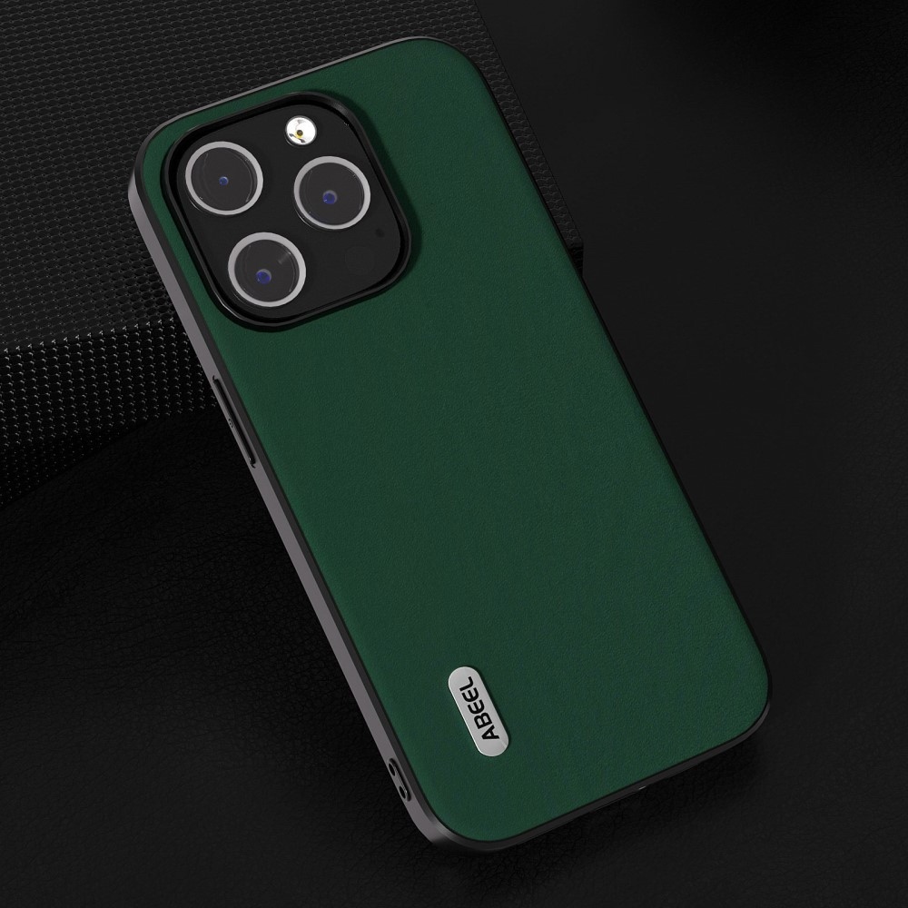 ABEEL gelový obal s pevnými zády na iPhone 15 Pro Max - zelený