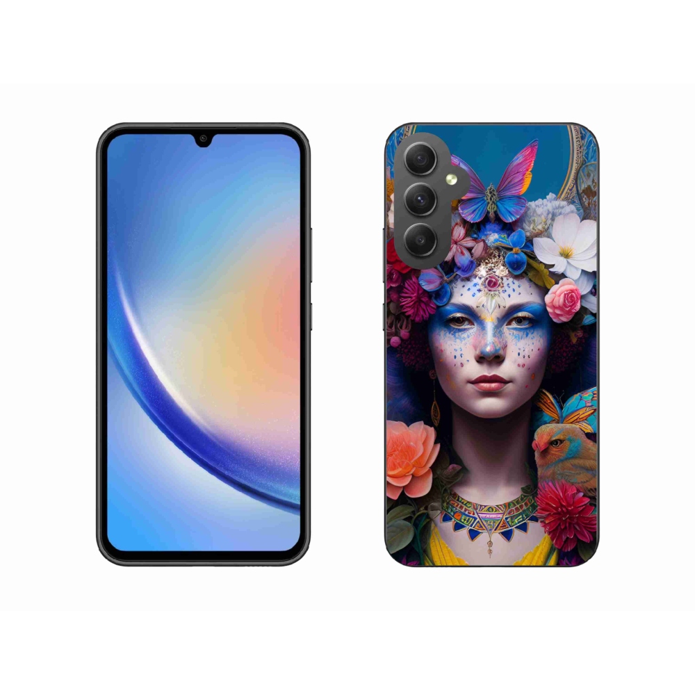 Gelový kryt mmCase na Samsung Galaxy A34 5G - žena s květinami