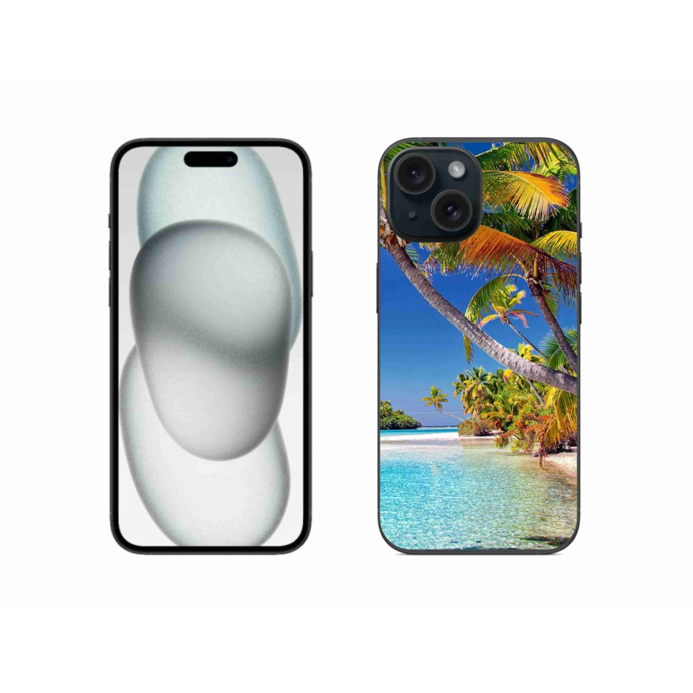 Gelový obal mmCase na iPhone 15 - mořská pláž