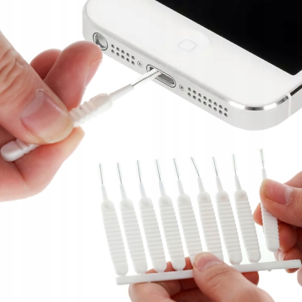 Sada čisticích kartáčků na telefon/sprchové hlavice (10ks) - bílé
