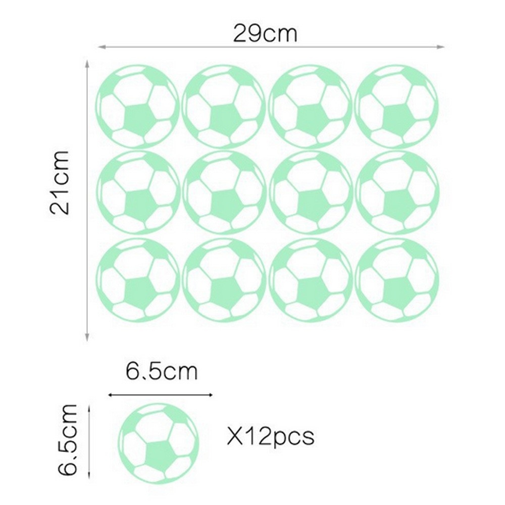 Sada fluorescenčních samolepek na zeď (12 ks) - fotbal
