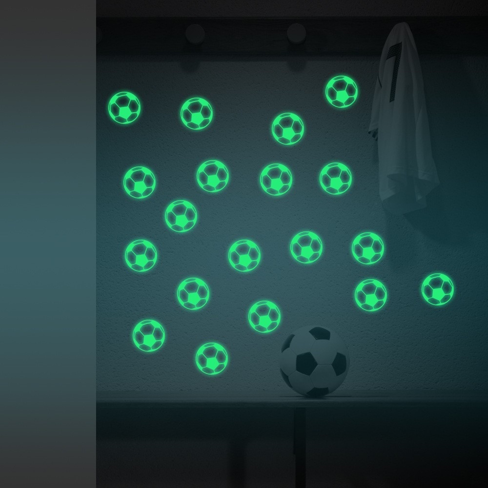 Sada fluorescenčních samolepek na zeď (12 ks) - fotbal