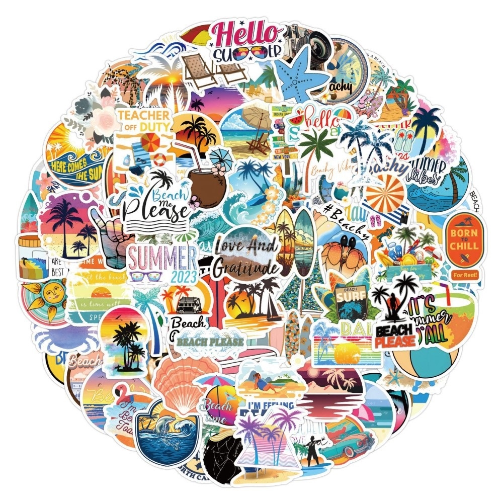 Sada letních samolepek (120 ks) - plážové motivy
