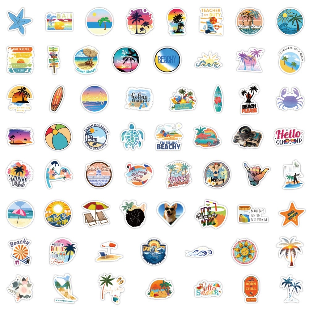 Sada letních samolepek (120 ks) - plážové motivy