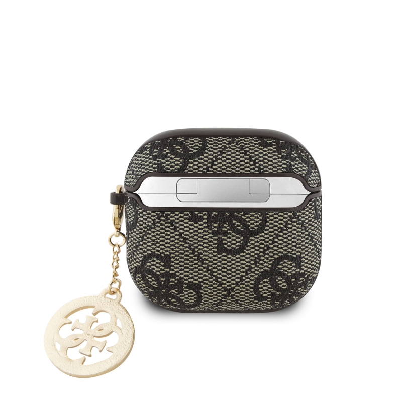 Guess 4G Script PC/PU Charm Pouzdro pro AirPods 4 Brown