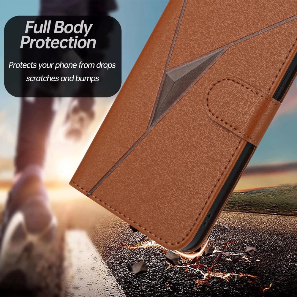 Triangles knížkové pouzdro na Vivo V50 Lite 4G/5G - hnědé