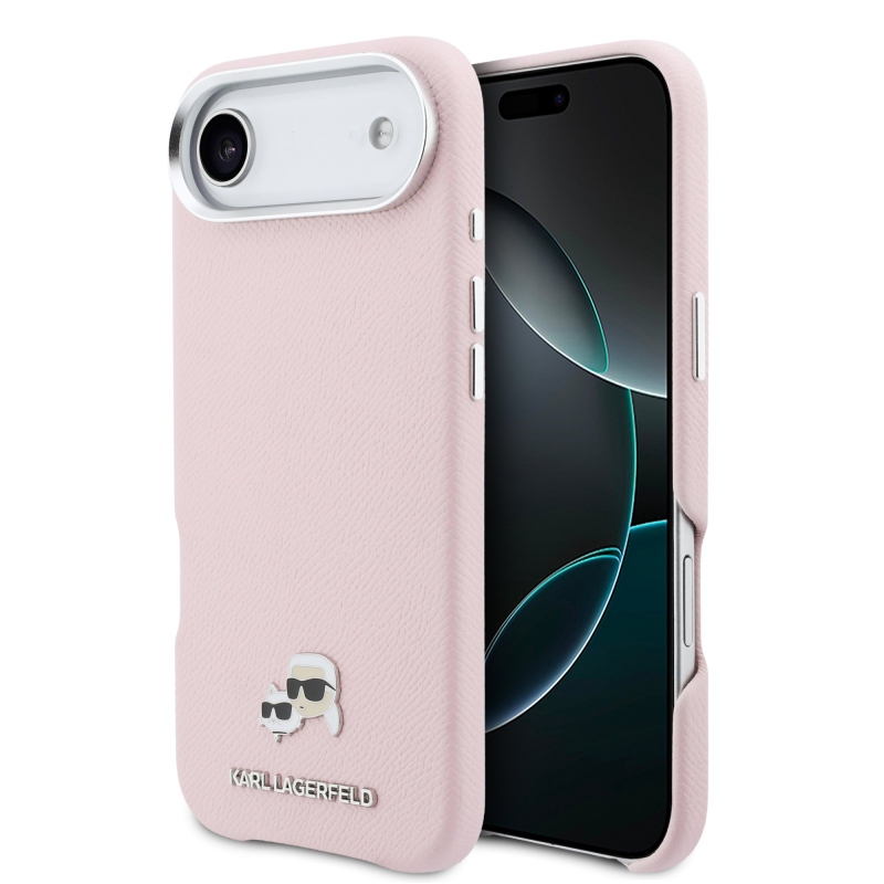 Karl Lagerfeld PU Karl and Choupette Heads Pins MagSafe Zadní Kryt pro iPhone Air Pink