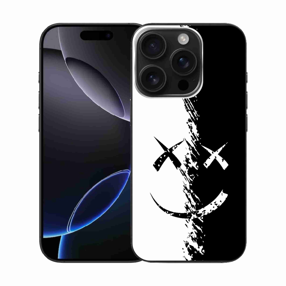 Gelový kryt mmCase na iPhone 16 Pro - černobílý smajlík