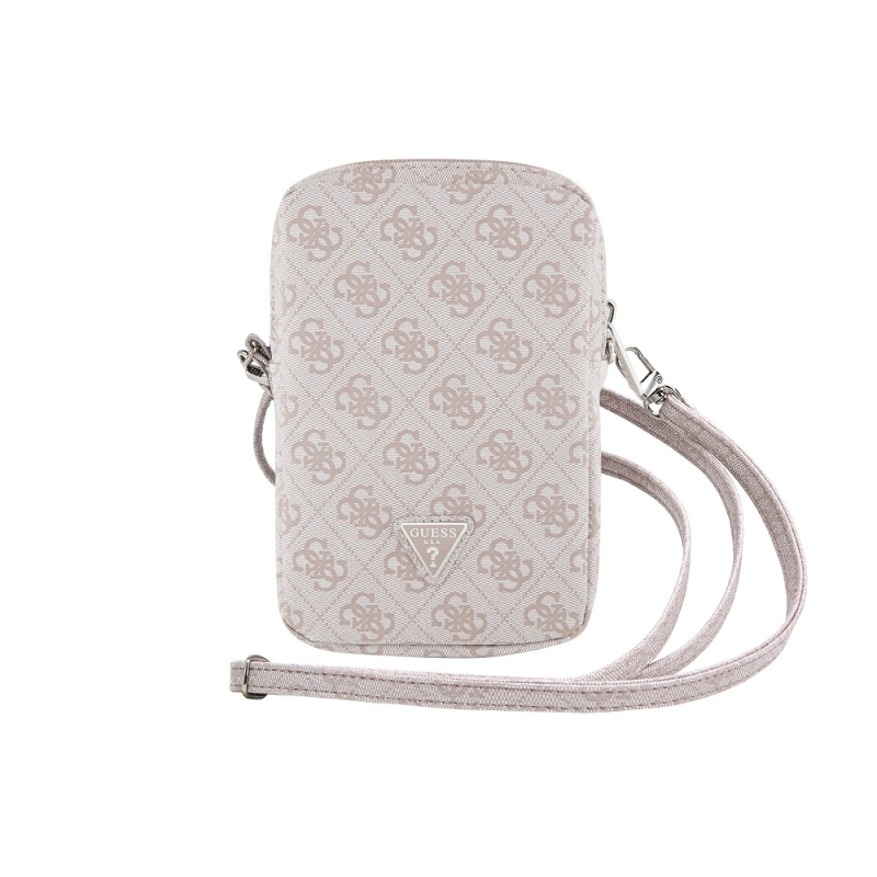 Guess PU 4G Triangle Logo Taška na Telefon se Zipem Pink