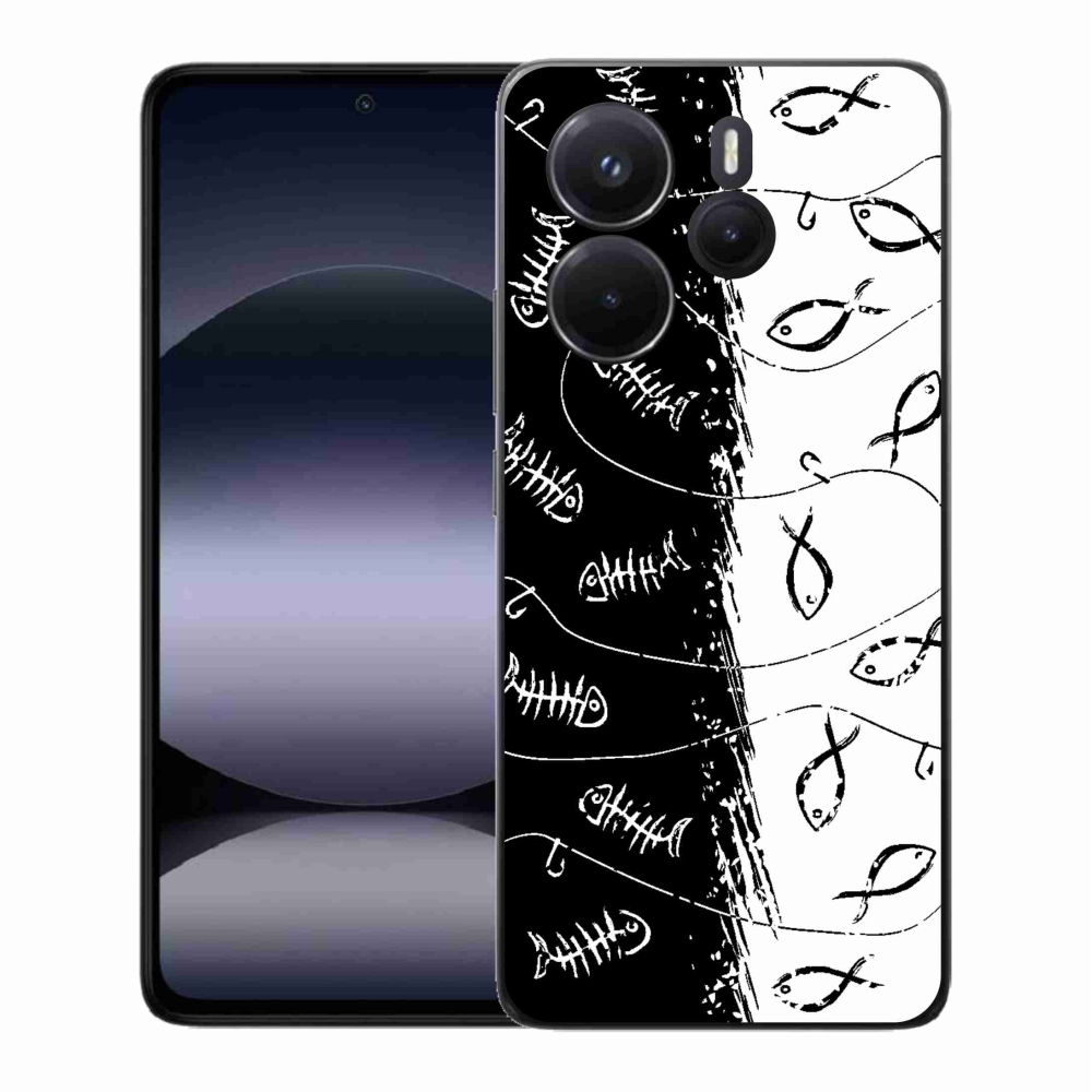 Gelový kryt mmCase na Xiaomi Redmi Note 14 - kostry a rybky