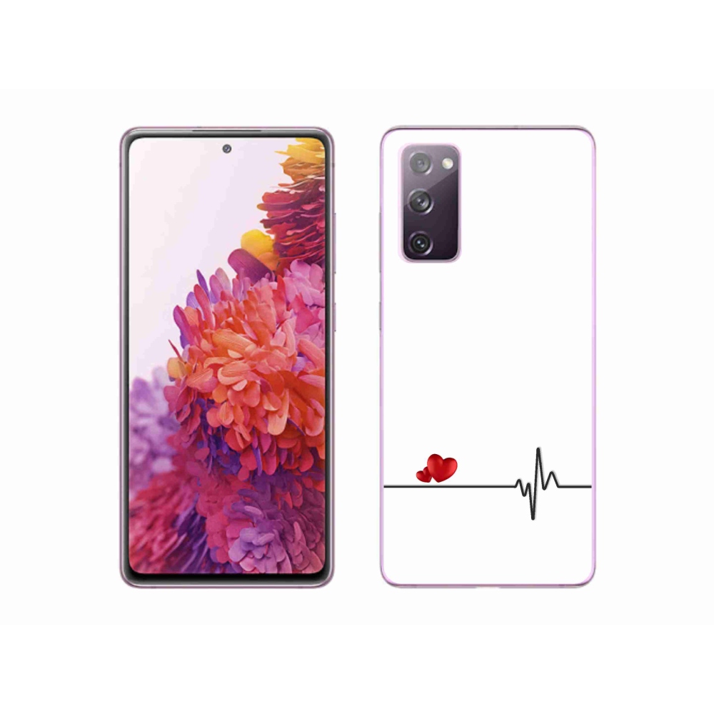 Gelový kryt mmCase na Samsung Galaxy S20 FE - srdce a tep bílé pozadí