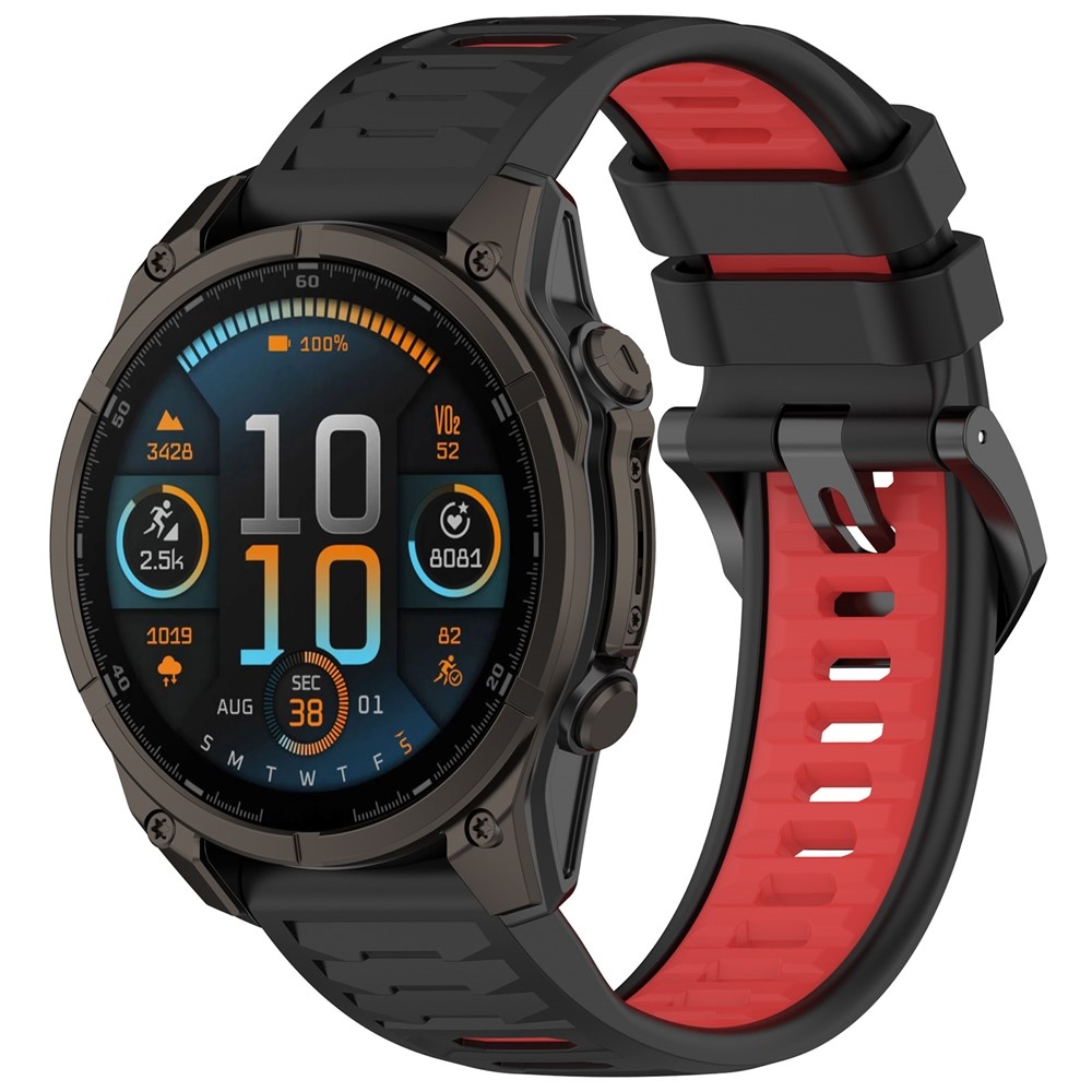 Scheme silikonový řemínek 22mm na Garmin Fenix 8 Pro 47mm/Fenix 8 47mm - černý/červený