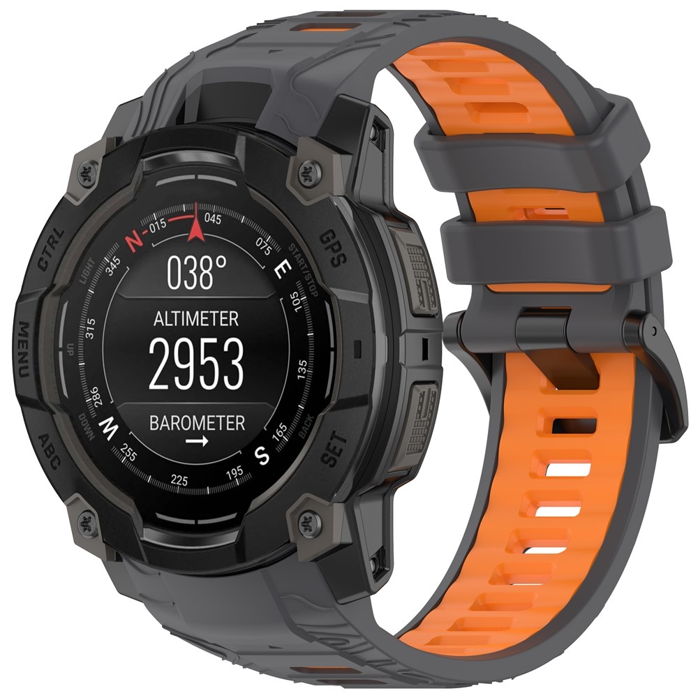 Scheme silikonový řemínek 22mm na Garmin Instinct 3 45mm/Instinct 3 Solar 45mm - šedý/oranžový