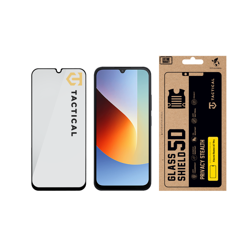Tactical Glass Shield Privacy Stealth 5D sklo pro Xiaomi Redmi A7 Pro Black