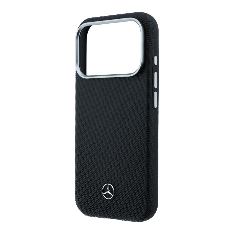 Mercedes PU Leather Semi Wrap MagSafe Zadní Kryt pro iPhone 17 Pro Black