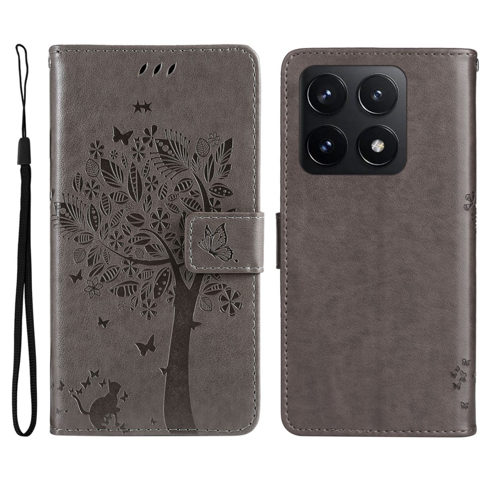 Trees knížkové pouzdro na Xiaomi 14T - šedé