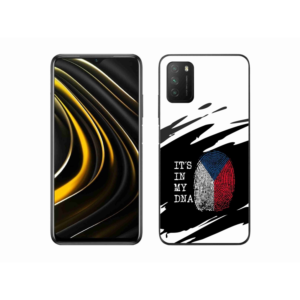 Gelový kryt mmCase na Xiaomi Poco M3 - vlajka otisk prstu černobílé pozadí