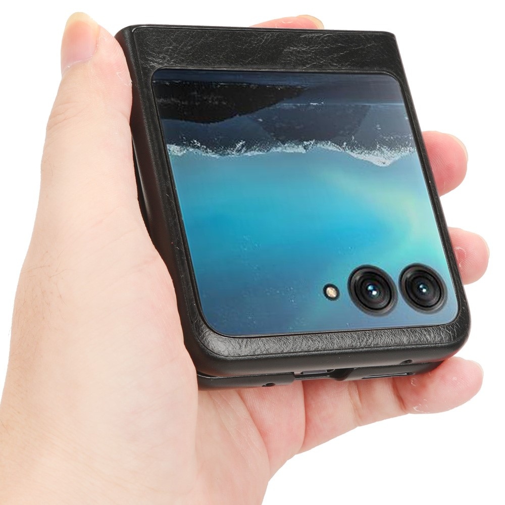 Vintages plastový kryt s umělou kůží na Motorola Razr 40 Ultra 5G - černý