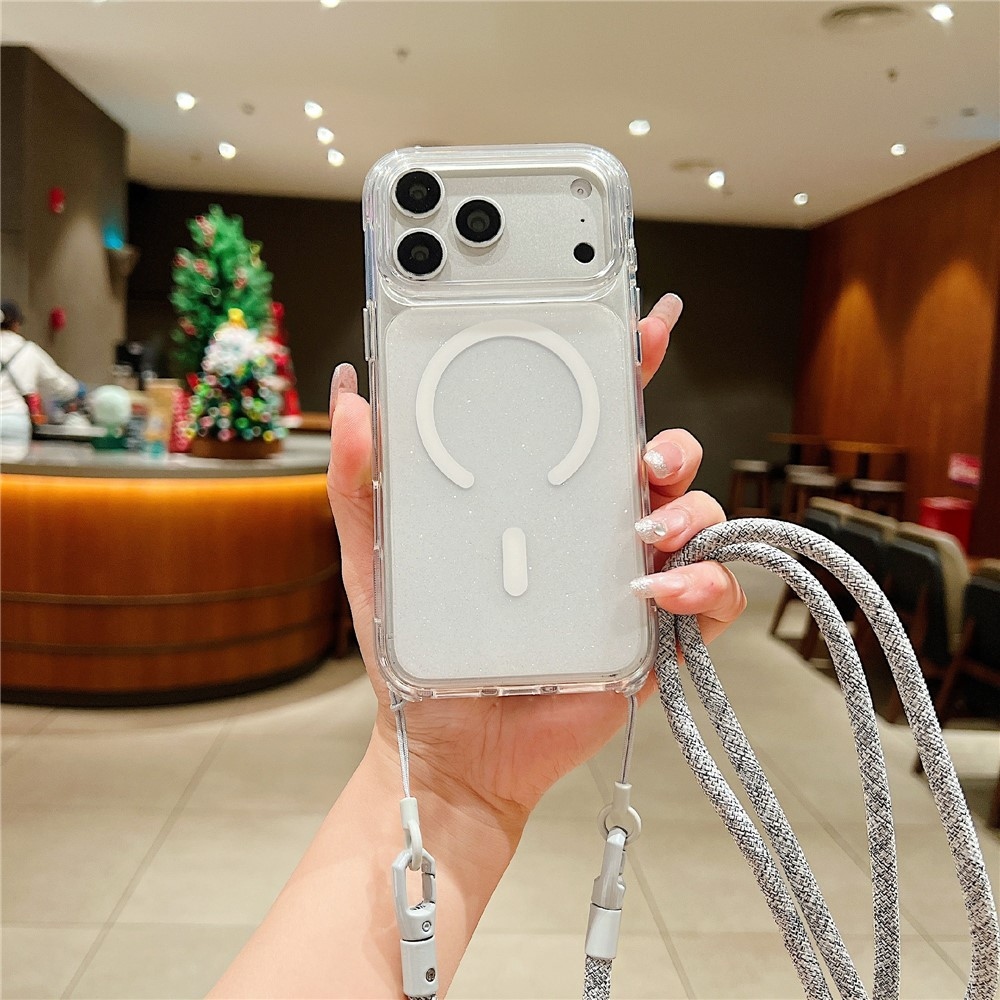Seamle gelový kryt s pevnými zády a MagSafe + šňůrka na iPhone 18 Pro/17 Pro - bílý