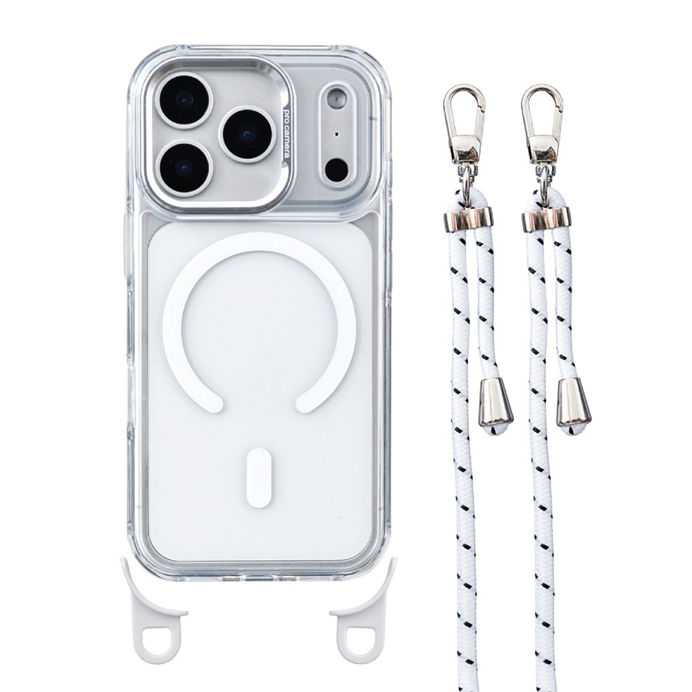 Seamle gelový kryt s pevnými zády a MagSafe + šňůrka na iPhone 18 Pro Max/17 Pro Max - bílý