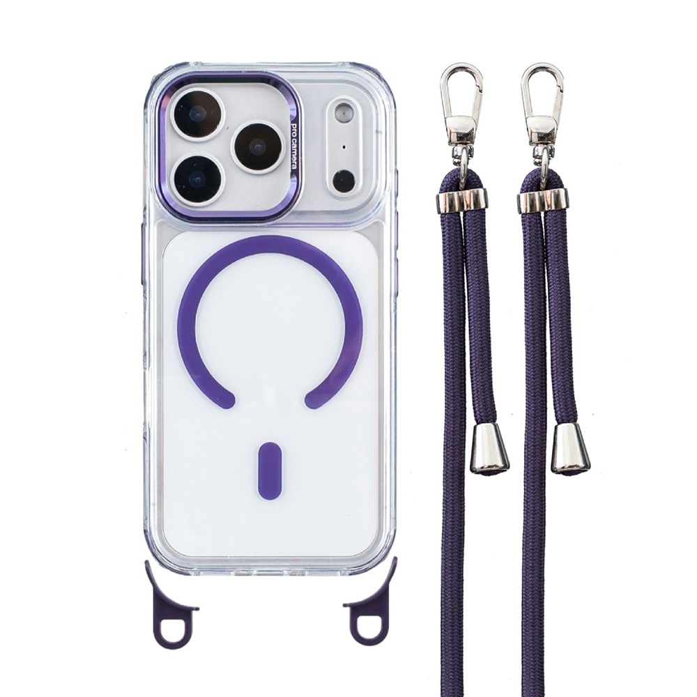 Seamle gelový kryt s pevnými zády a MagSafe + šňůrka na iPhone 18 Pro Max/17 Pro Max - fialový
