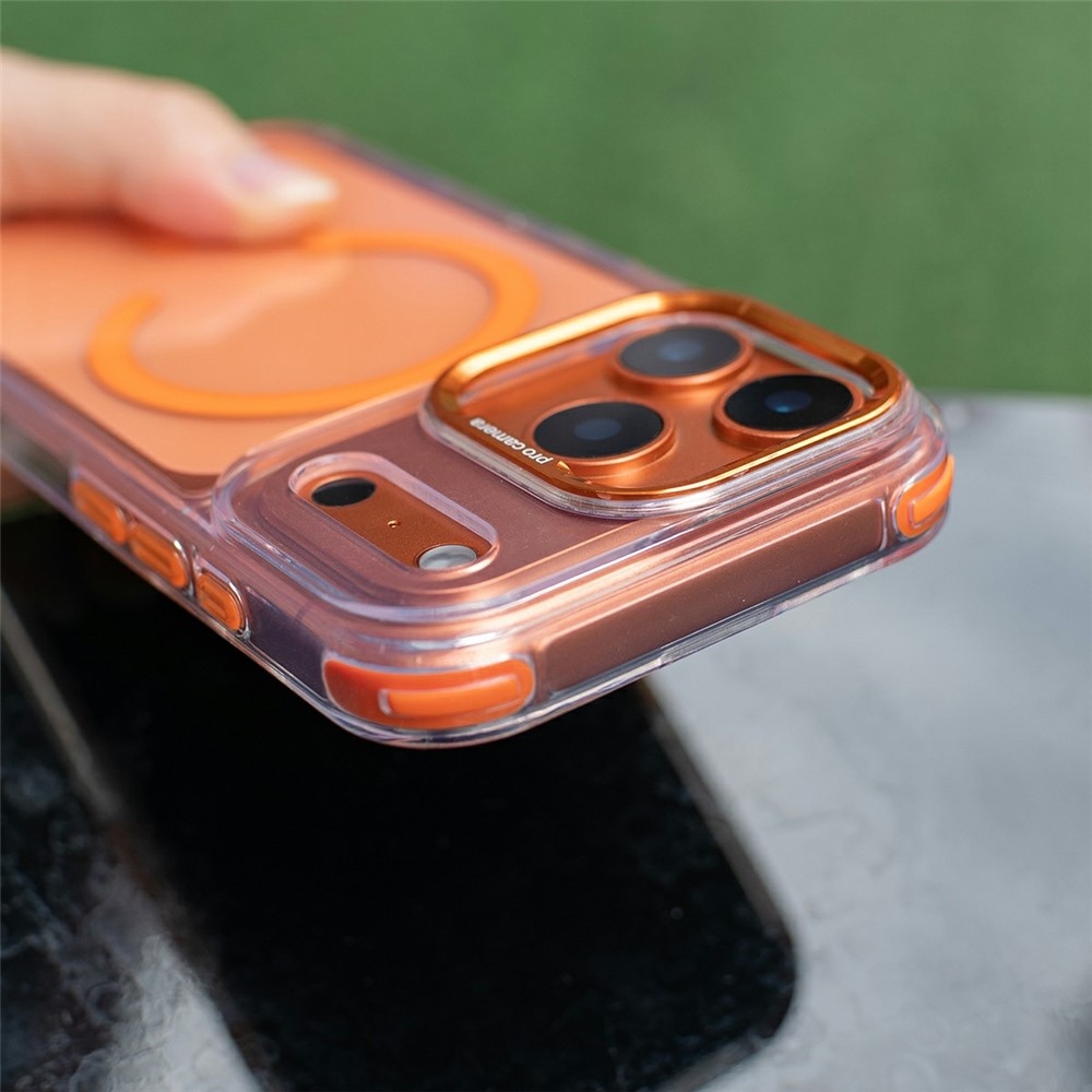 Seamle gelový kryt s pevnými zády a MagSafe + šňůrka na iPhone 18 Pro Max/17 Pro Max - oranžový