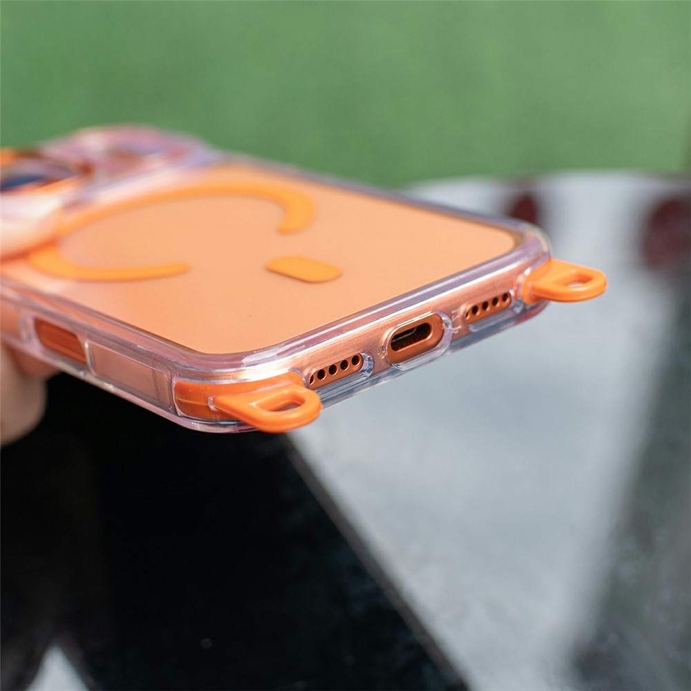 Seamle gelový kryt s pevnými zády a MagSafe + šňůrka na iPhone 18 Pro Max/17 Pro Max - oranžový