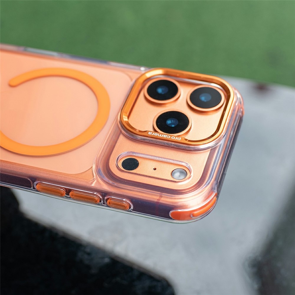 Seamle gelový kryt s pevnými zády a MagSafe + šňůrka na iPhone 18 Pro Max/17 Pro Max - oranžový