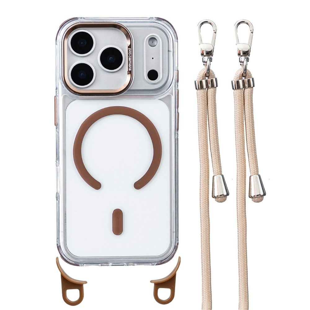 Seamle gelový kryt s pevnými zády a MagSafe + šňůrka na iPhone 18 Pro Max/17 Pro Max - zlatý