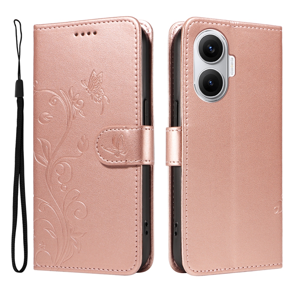 Flowers knížkové pouzdro na Xiaomi Poco F7 5G - růžovozlaté