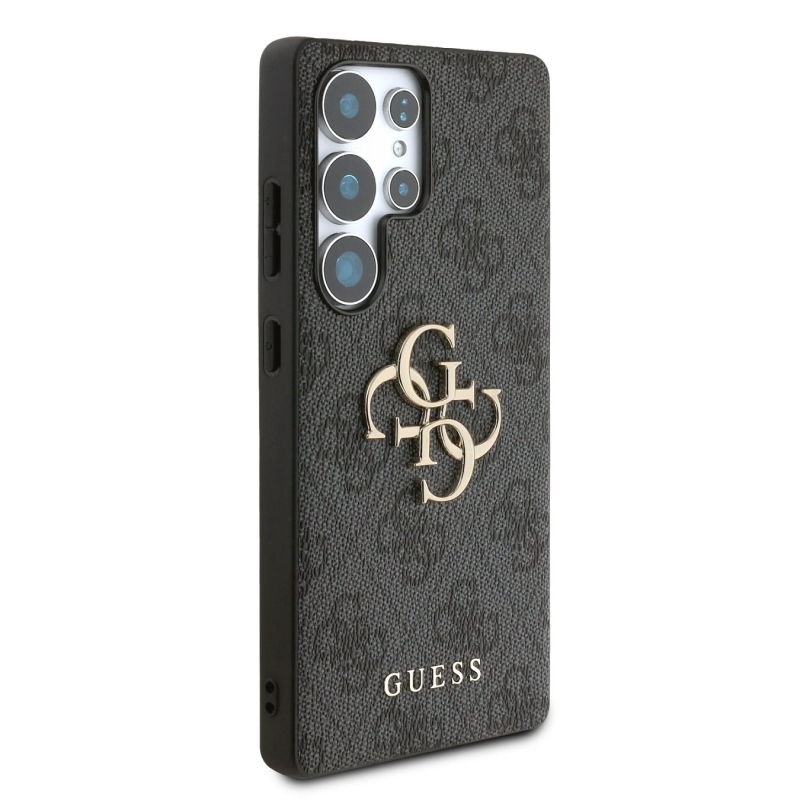 Guess PU 4G Metal Logo Zadní Kryt pro Samsung Galaxy S25 Ultra Grey