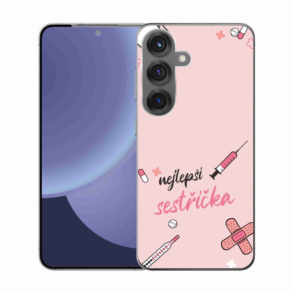 Gelový kryt mmCase na Samsung Galaxy S25 - nejlepší sestřička růžové pozadí