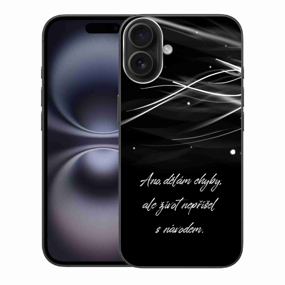 Gelový kryt mmCase na iPhone 16 Plus - citát černé pozadí