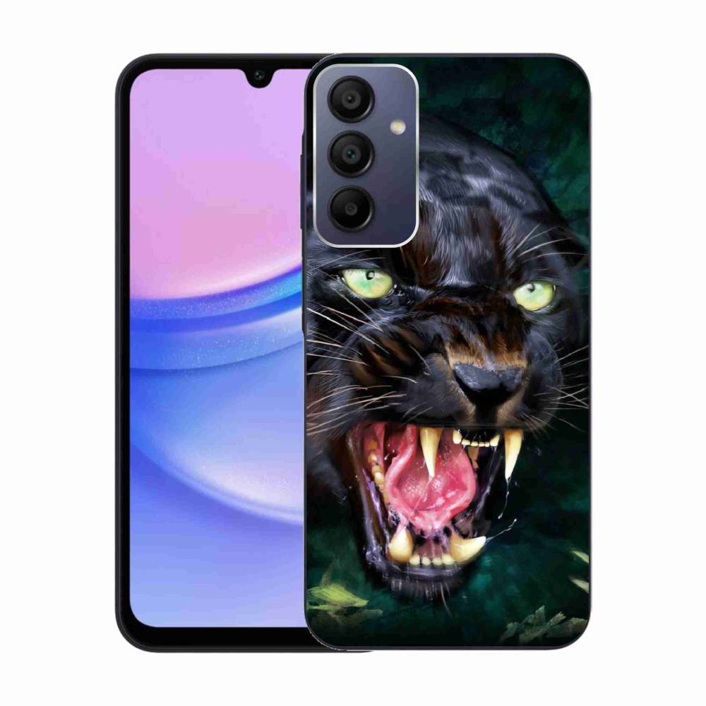 Gelový kryt mmCase na Samsung Galaxy A15 4G/5G - rozzuřený černý panter