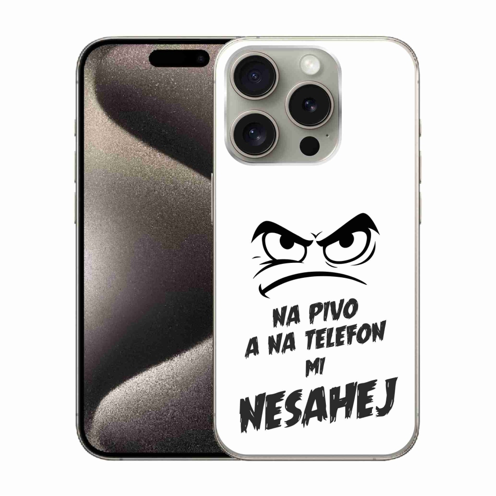 Gelový kryt mmCase na iPhone 15 Pro - pivní motiv 2 bílé pozadí