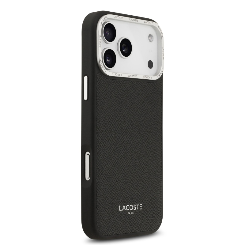 Lacoste PU Leather Champs Elysees MagSafe Zadní Kryt pro iPhone 17 Pro Max Black