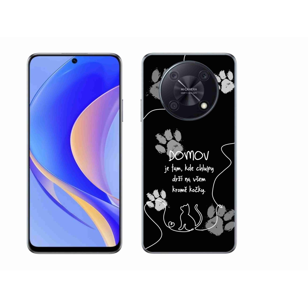 Gelový kryt mmCase na Huawei Nova Y90 - kočičí motiv černé pozadí