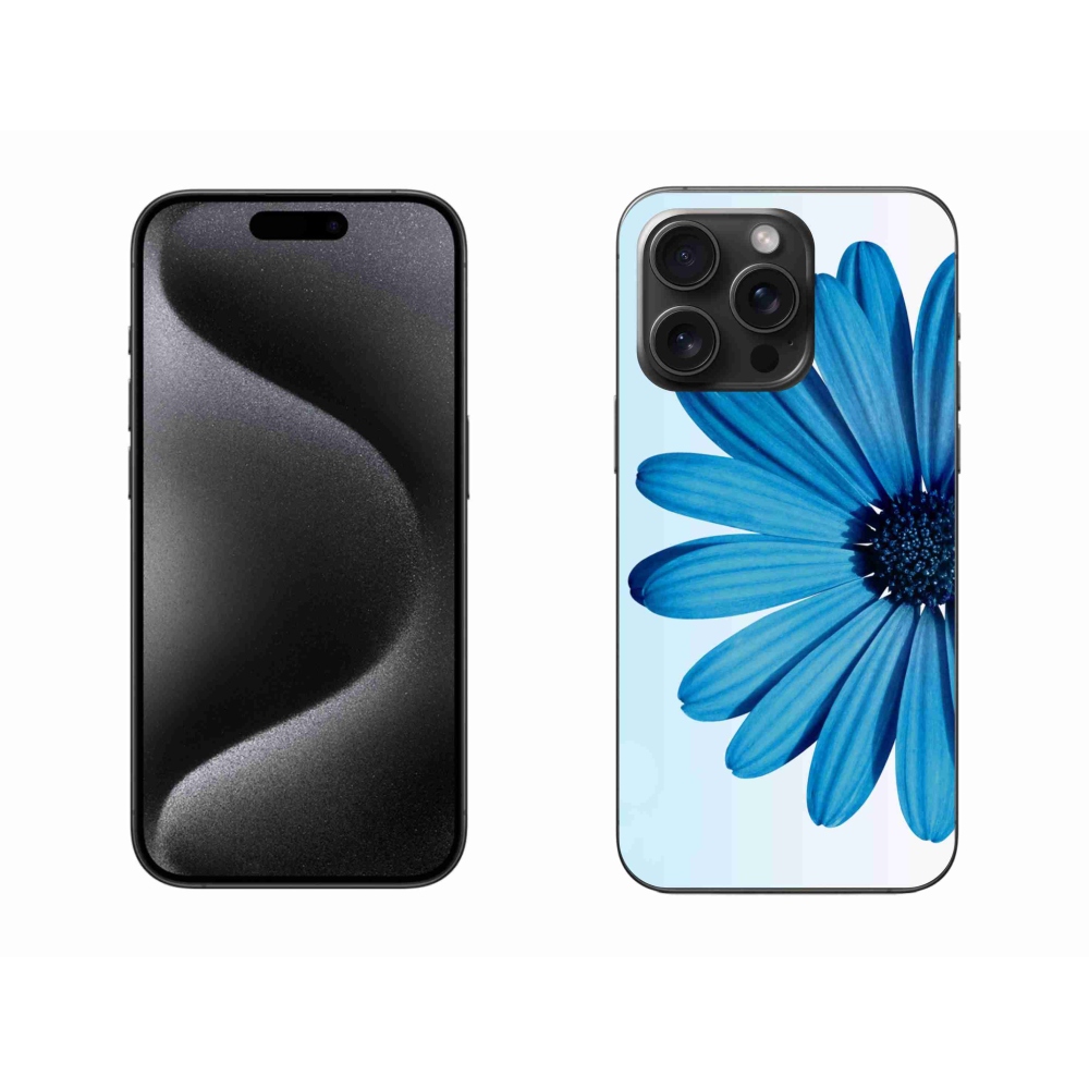 Gelový obal mmCase na iPhone 15 Pro Max - modrá kopretina