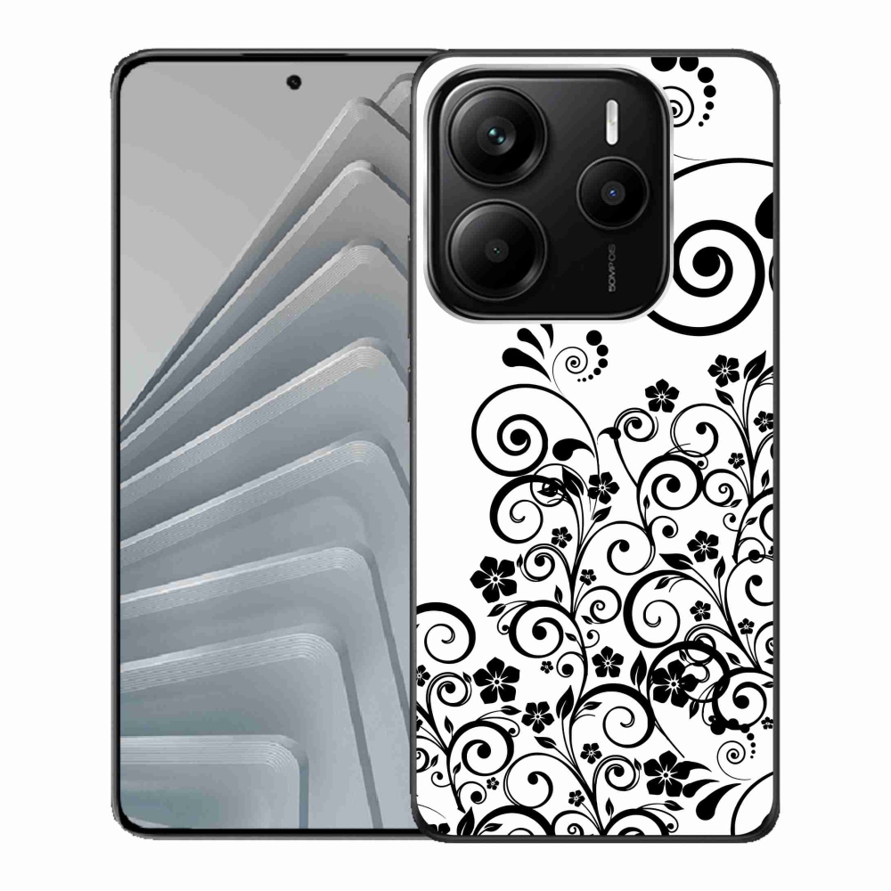 Gelový kryt mmCase na Xiaomi Redmi Note 14 5G - černobílé květinové vzory