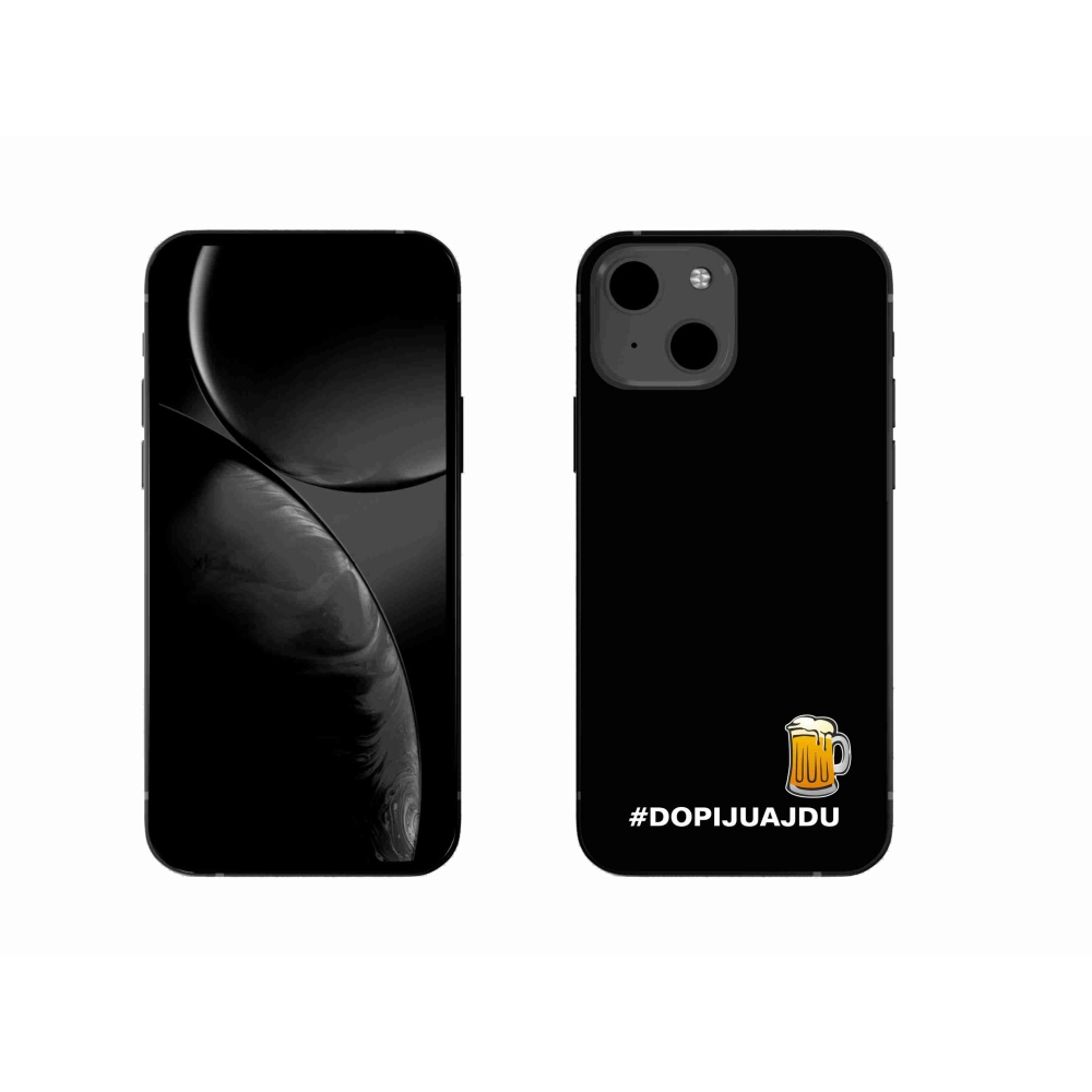 Gelový kryt mmCase na iPhone 13 6.1 - pivní motiv 1 černé pozadí