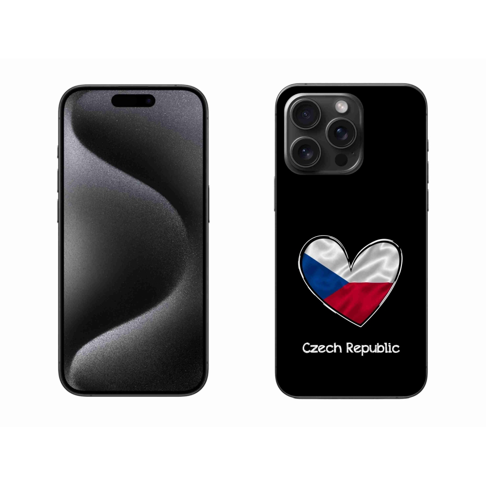 Gelový kryt mmCase na iPhone 15 Pro Max - vlajka srdce černé pozadí