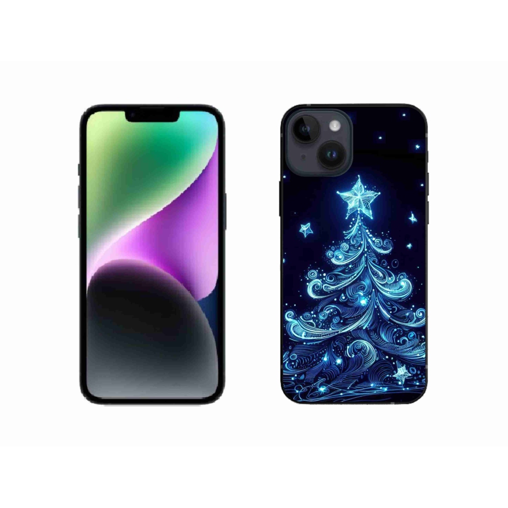 Gelový kryt mmCase na iPhone 14 - neonový vánoční stromek 4
